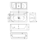 Cascade 1700mm Matte White Right Corner Fit Freestanding Bath Tub - Acqua Bathrooms