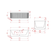 Artemis Fluted 1700mm Matte White Designer Round Freestanding Bath - Acqua Bathrooms