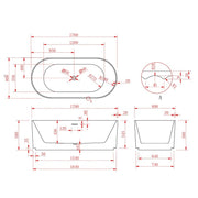 Rivata Fluted 1700mm Matte White Designer Round Freestanding Bath - Acqua Bathrooms