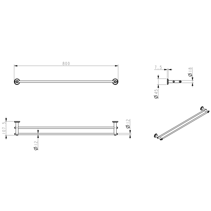 Mica Dusk Bronze Heritage Double Towel Rail - 800mm