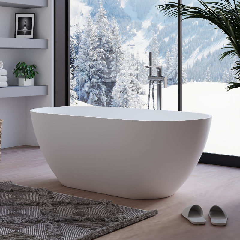 Fiora 1750mm Stone Matte White Freestanding Bath Tub - Acqua Bathrooms