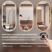 Oval 800 x 1800 LED Mirror - Three Light Temperatures - Acqua Bathrooms