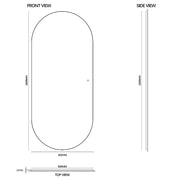 Oval 800 x 1800 LED Mirror - Three Light Temperatures - Acqua Bathrooms