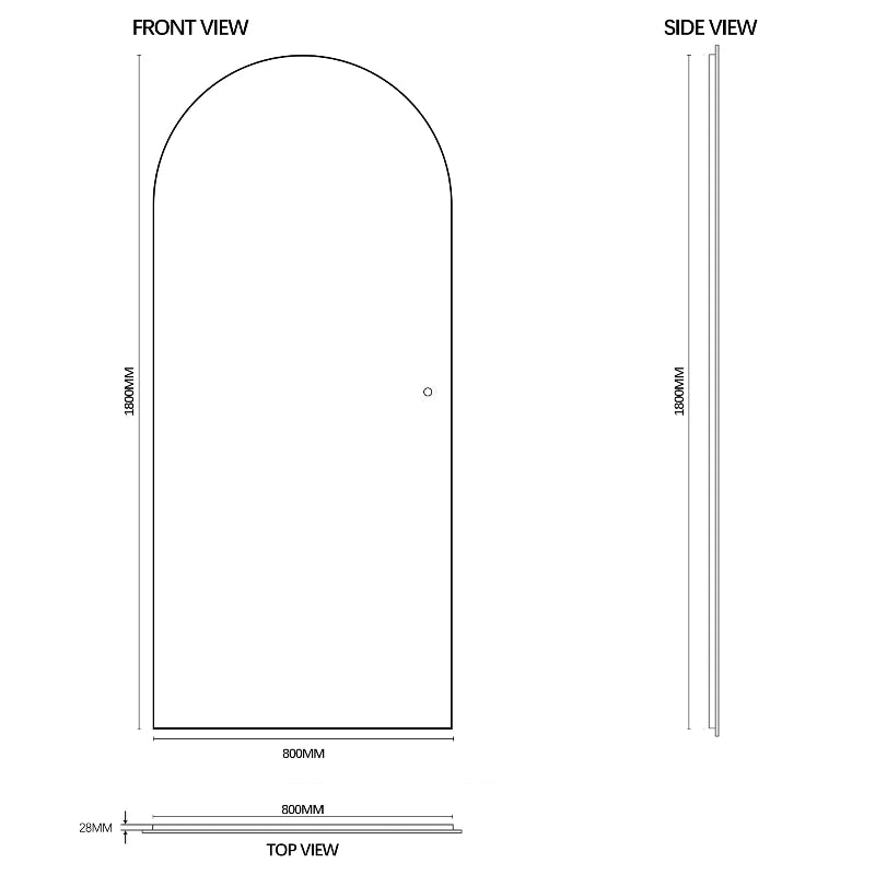Arched 800 x 1800 LED Mirror - Three Light Temperatures - Acqua Bathrooms