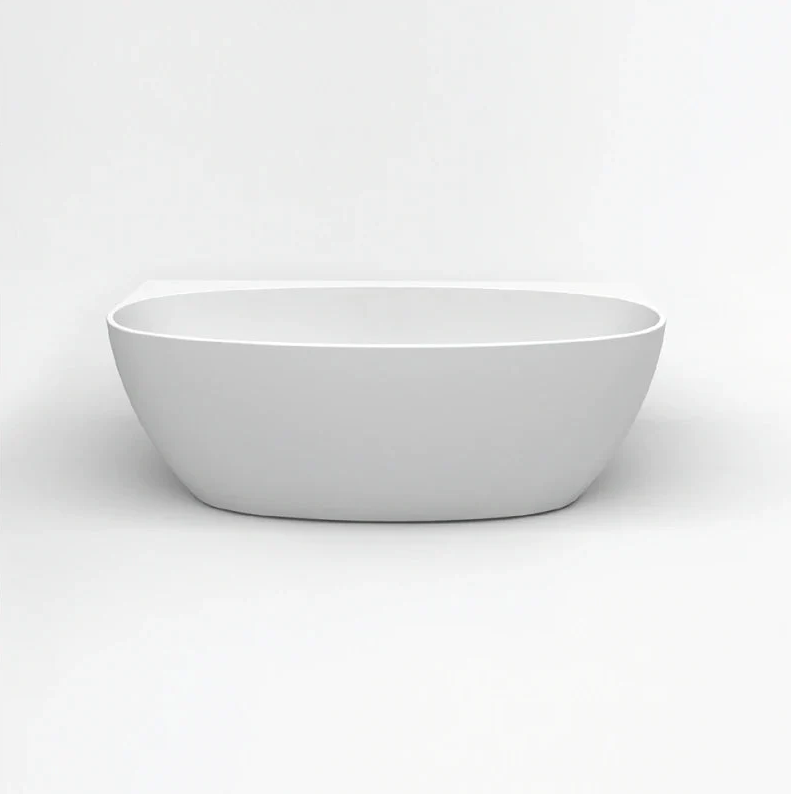 Oval Egg Shape 1700mm Gloss White Back to Wall Freestanding Bath - Acqua Bathrooms