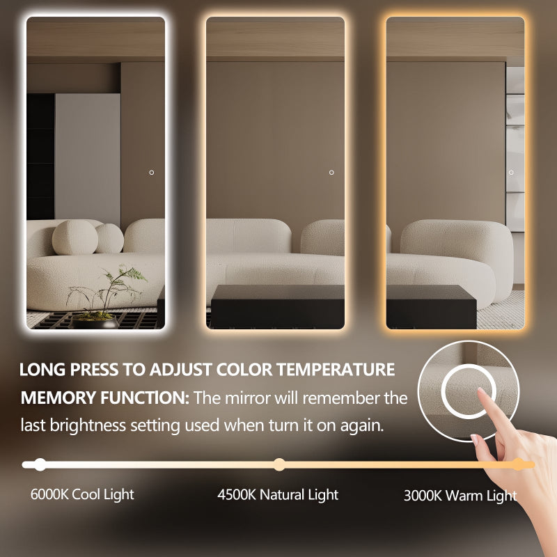 Curva 800 x 1800 LED Mirror - Three Light Temperatures - Acqua Bathrooms