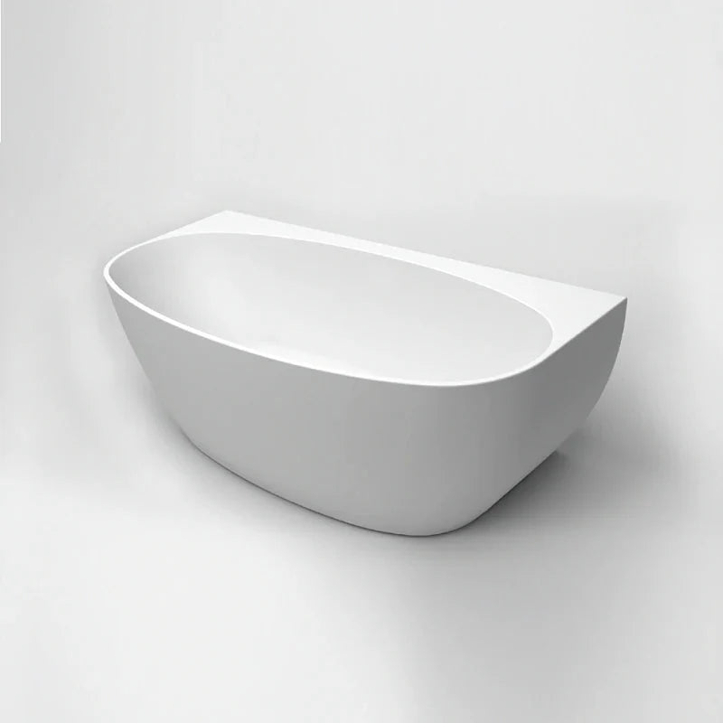 Oval Egg Shape 1700mm Gloss White Back to Wall Freestanding Bath - Acqua Bathrooms