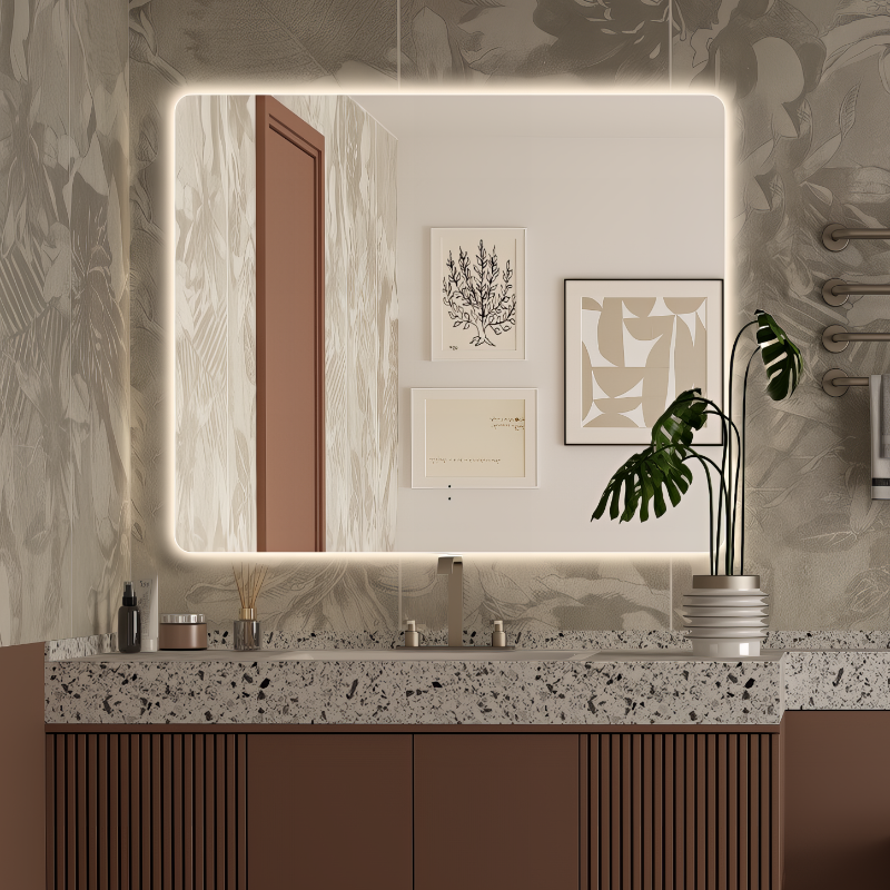 Curva Rectangle 900 x 750 Touchless LED Mirror  - Three Light Temperatures - Acqua Bathrooms
