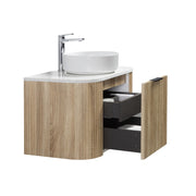 Curva 750 Curved White Oak Fluted Wall Hung Vanity - Acqua Bathrooms