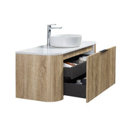 Curva 1200 Curved White Oak Fluted Wall Hung Vanity - Acqua Bathrooms