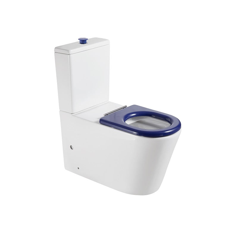 Cesena Care Rimless Care Toilet Suite - Blue Seat & Raised Button - Acqua Bathrooms