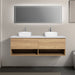 Nesta 1500 Natural Oak Double Wall Hung Vanity With Shelf - Acqua Bathrooms