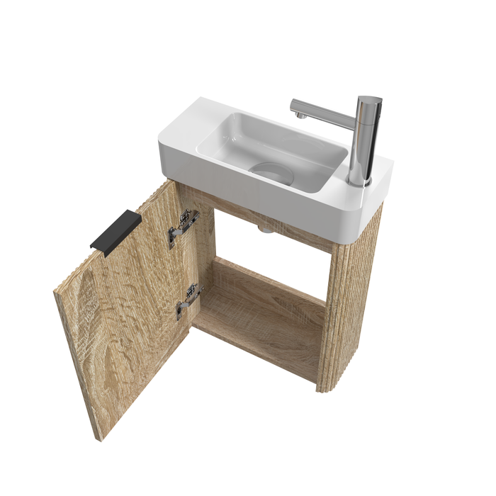 Ronda 450 Curved Fluted White Oak Wall Hung Vanity