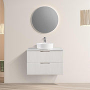 Kelsa 750 Fluted Matte White Wall Hung Vanity - Acqua Bathrooms