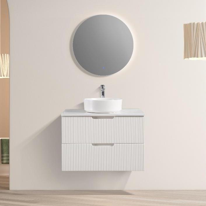 Kelsa 750 Fluted Matte White Wall Hung Vanity - Acqua Bathrooms