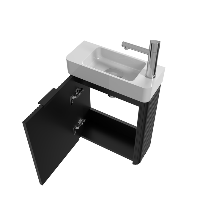 Ronda 450 Curved Fluted Matte Black Wall Hung Vanity