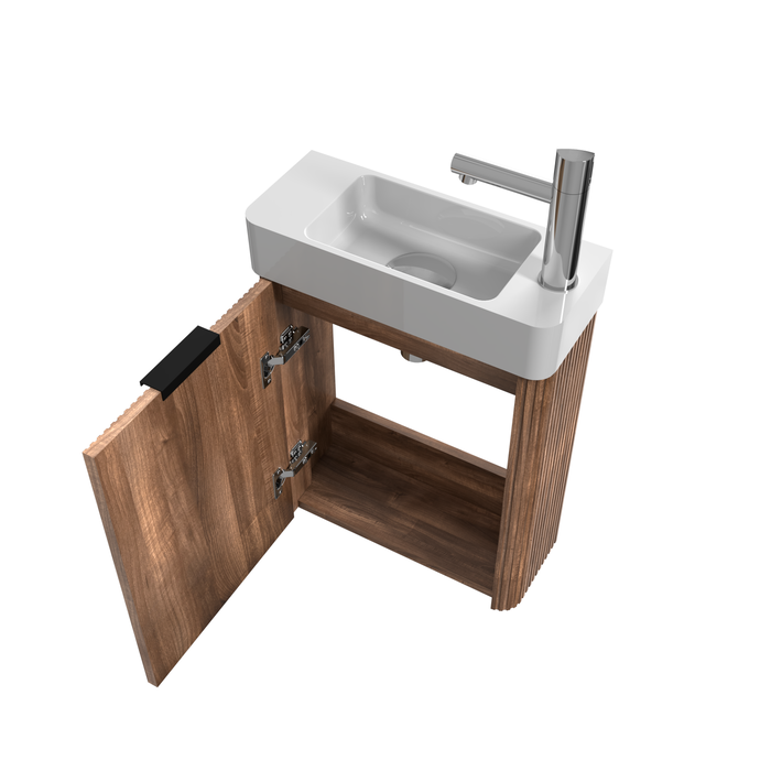 Ronda 450 Curved Fluted Walnut Wall Hung Vanity