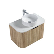 Curva 750 Curved White Oak Fluted Wall Hung Vanity - Acqua Bathrooms