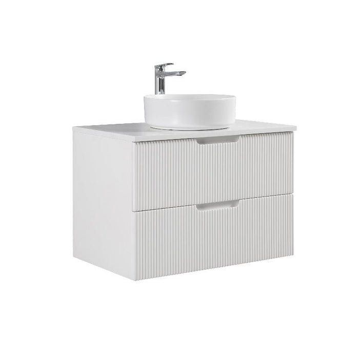 Kelsa 750 Fluted Matte White Wall Hung Vanity - Acqua Bathrooms