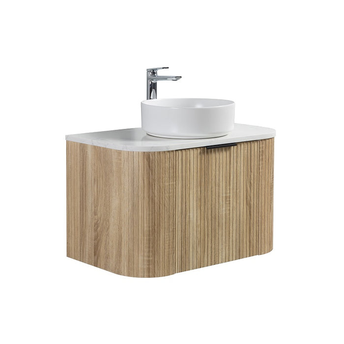 Curva 750 Curved White Oak Fluted Wall Hung Vanity - Acqua Bathrooms
