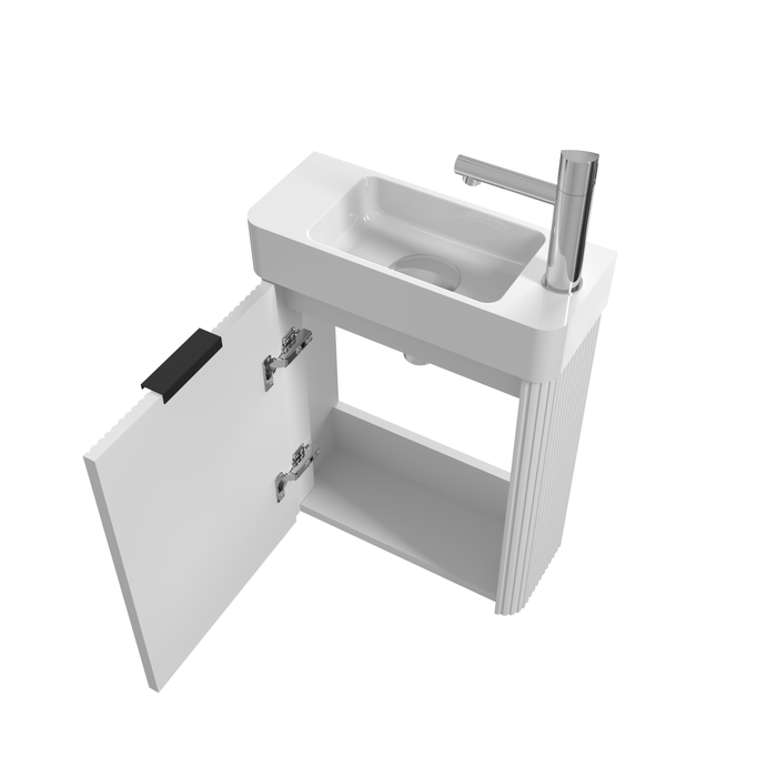 Ronda 450 Curved Fluted Matte White Wall Hung Vanity