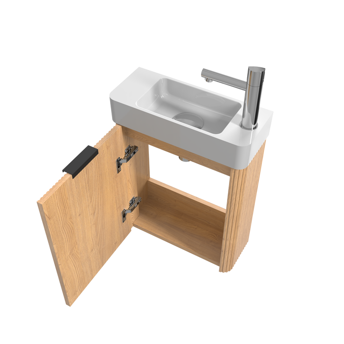 Ronda 450 Curved Fluted Desert Oak Wall Hung Vanity