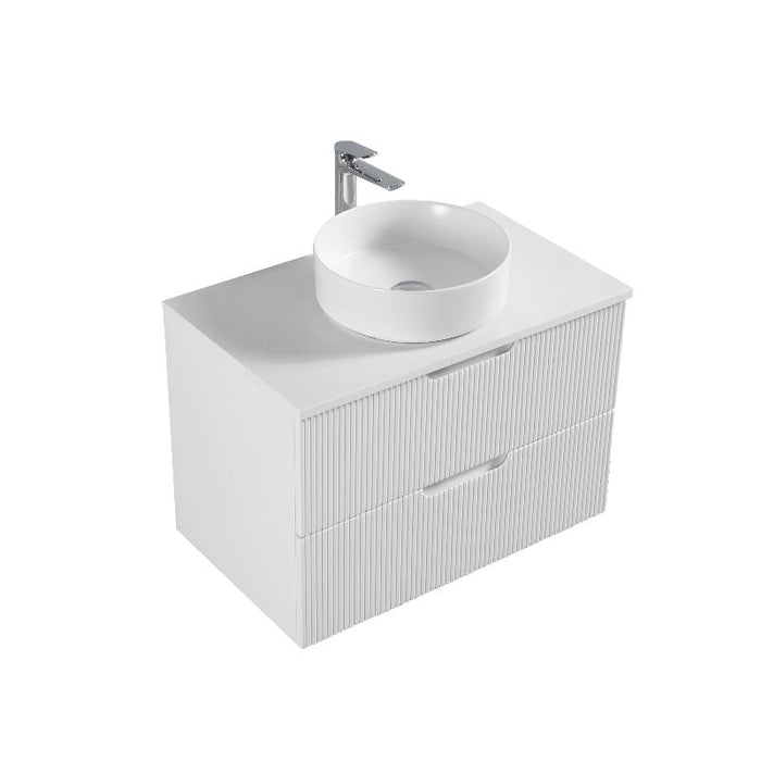 Kelsa 750 Fluted Matte White Wall Hung Vanity - Acqua Bathrooms