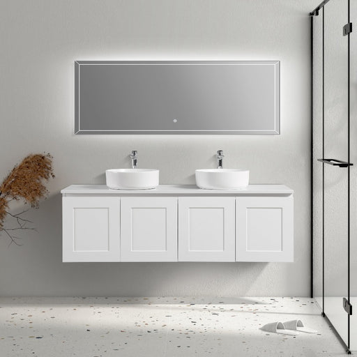 Indulge | Hampton 1500 Provincial Matte White Shaker Wall Hung Vanity - Acqua Bathrooms