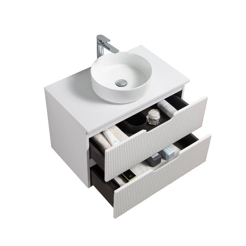 Kelsa 750 Fluted Matte White Wall Hung Vanity - Acqua Bathrooms