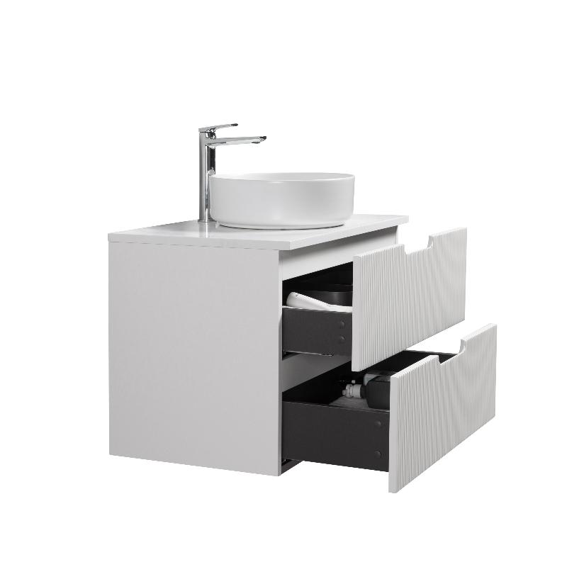 Kelsa 750 Fluted Matte White Wall Hung Vanity - Acqua Bathrooms
