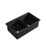 Middleton Matte Black 813 Double Bowl Butler Kitchen Sink - Acqua Bathrooms