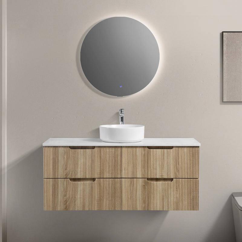 Kelsa 1200 Fluted White Oak Wall Hung Vanity - Acqua Bathrooms
