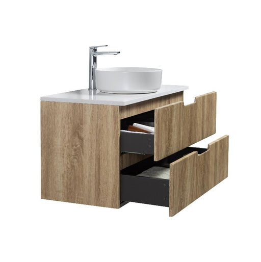 Kelsa 900 Fluted White Oak Wall Hung Vanity - Acqua Bathrooms
