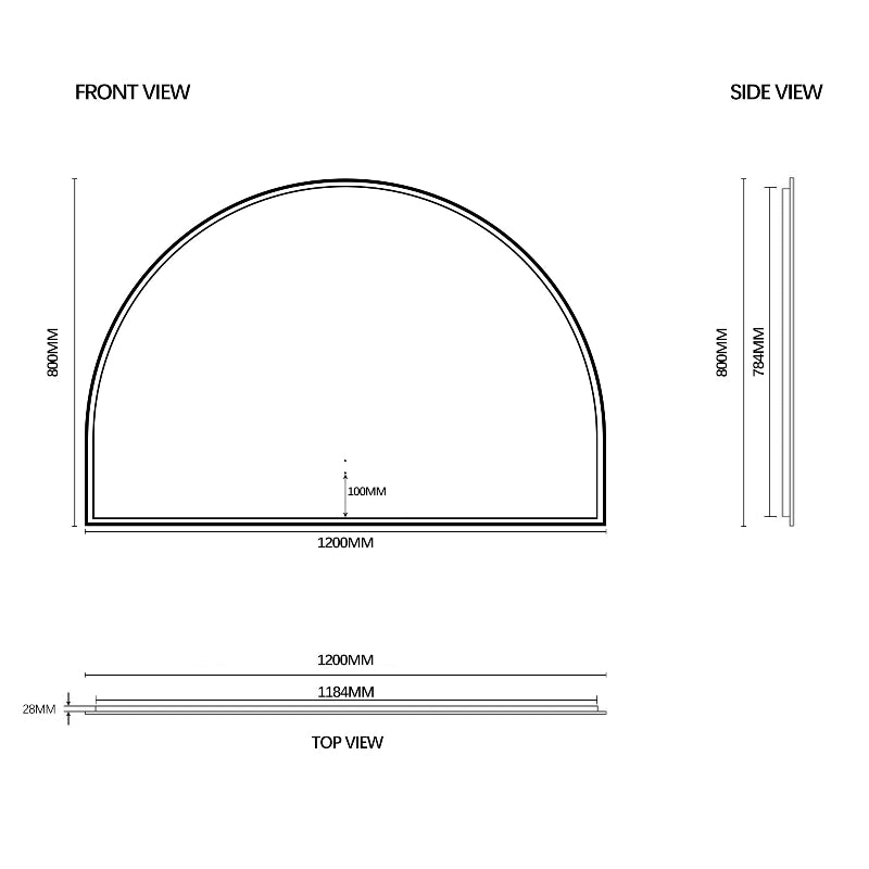 Arched Touchless 1200 x 800 Brushed Gold LED Mirror - Three Light Temperatures - Acqua Bathrooms