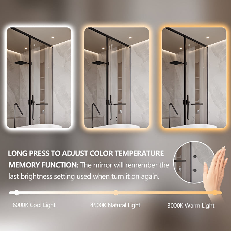 Curva Rectangle 450 x 700 Touchless LED Mirror  - Three Light Temperatures - Acqua Bathrooms