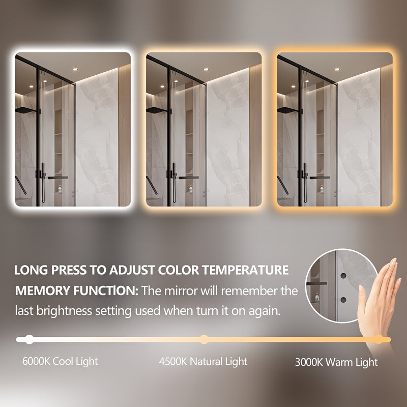 Curva Rectangle 700 x 900 Touchless LED Mirror  - Three Light Temperatures - Acqua Bathrooms
