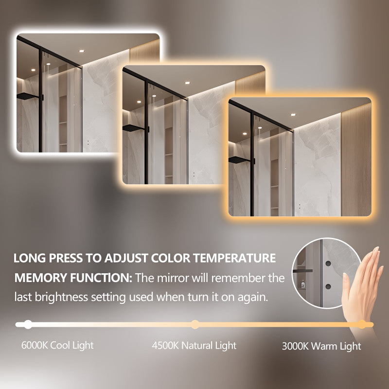 Curva Rectangle 900 x 750 Touchless LED Mirror  - Three Light Temperatures - Acqua Bathrooms