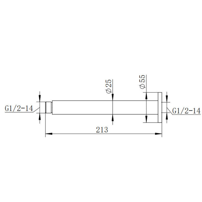 Classic Matte Black 200mm Round Ceiling Arm - Acqua Bathrooms