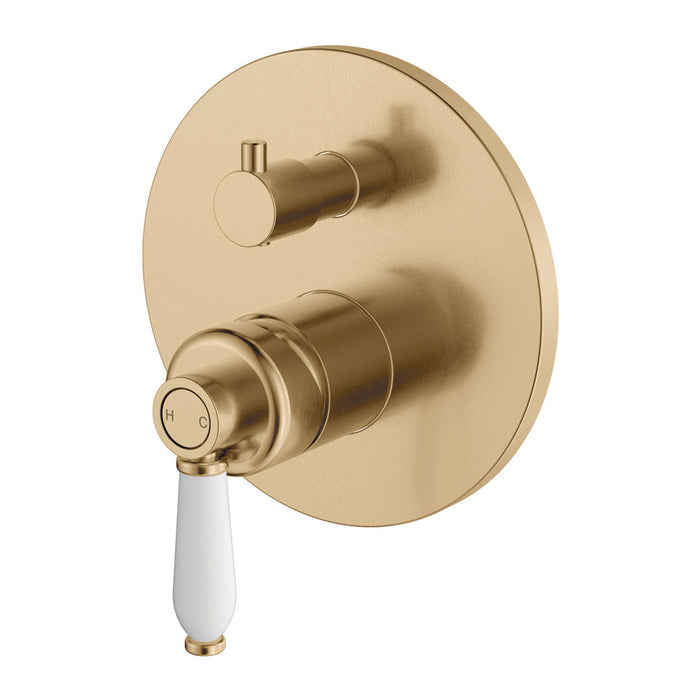 Eleanor Wall Diverter Mixer, Urban Brass / Ceramic - Acqua Bathrooms