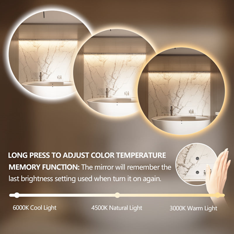 Round Touchless 800mm LED Mirror - Three Light Temperatures - Acqua Bathrooms