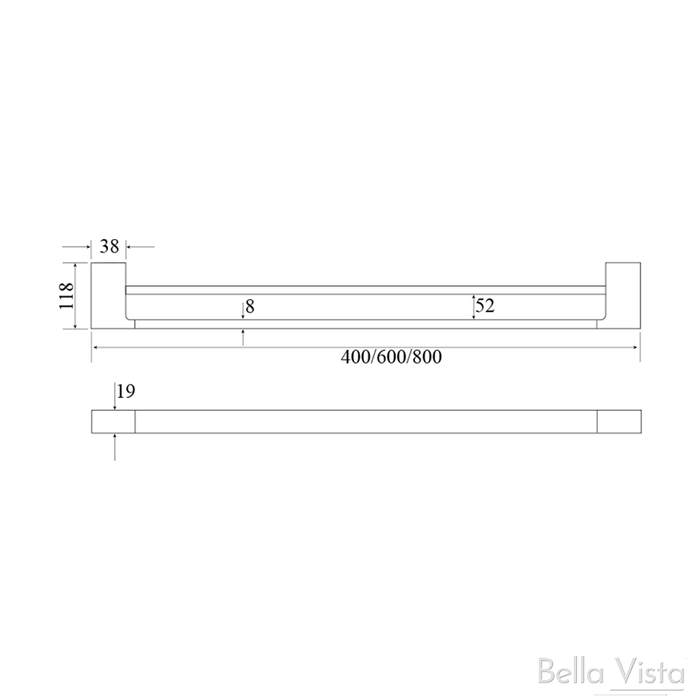 Tiago Matte Black Double Towel Rail - 800mm