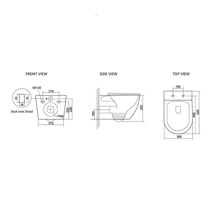 Voghera Tornado Rimless Wall Hung Toilet Suite Pan