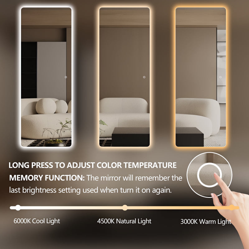 Curva 600 x 1650 LED Mirror - Three Light Temperatures - Acqua Bathrooms