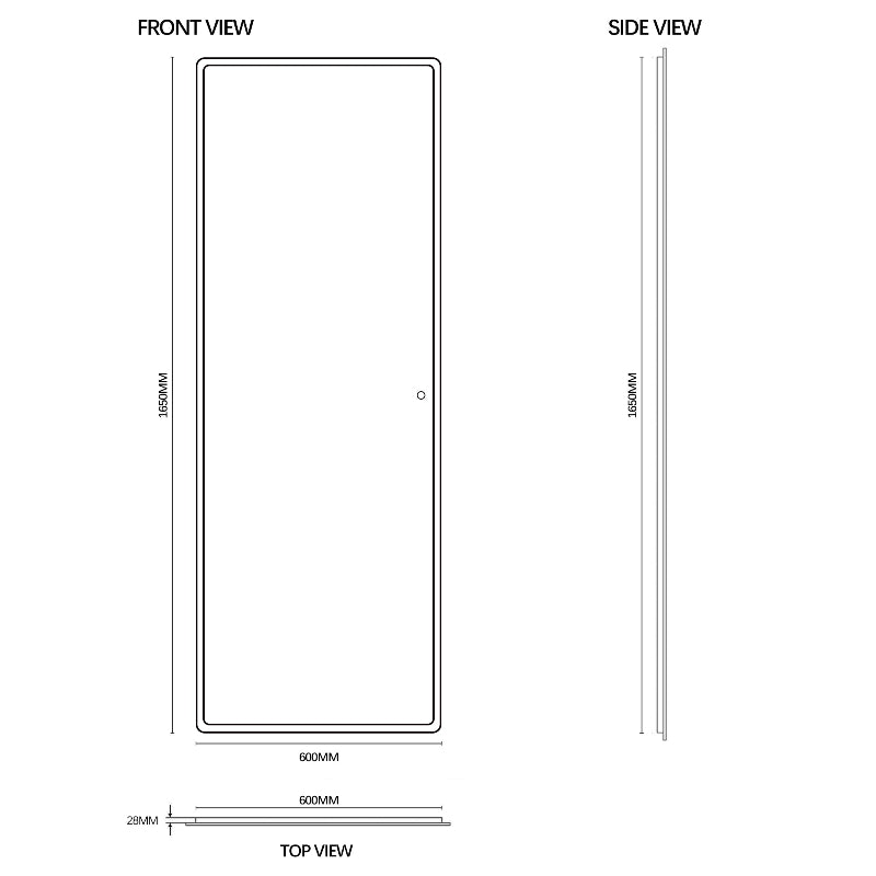 Curva 600 x 1650 LED Mirror - Three Light Temperatures - Acqua Bathrooms