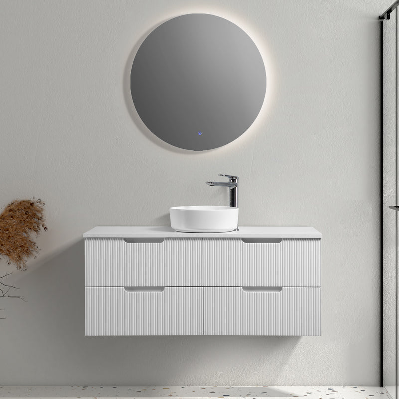 Kelsa 1200 Fluted Matte White Wall Hung Vanity - Acqua Bathrooms