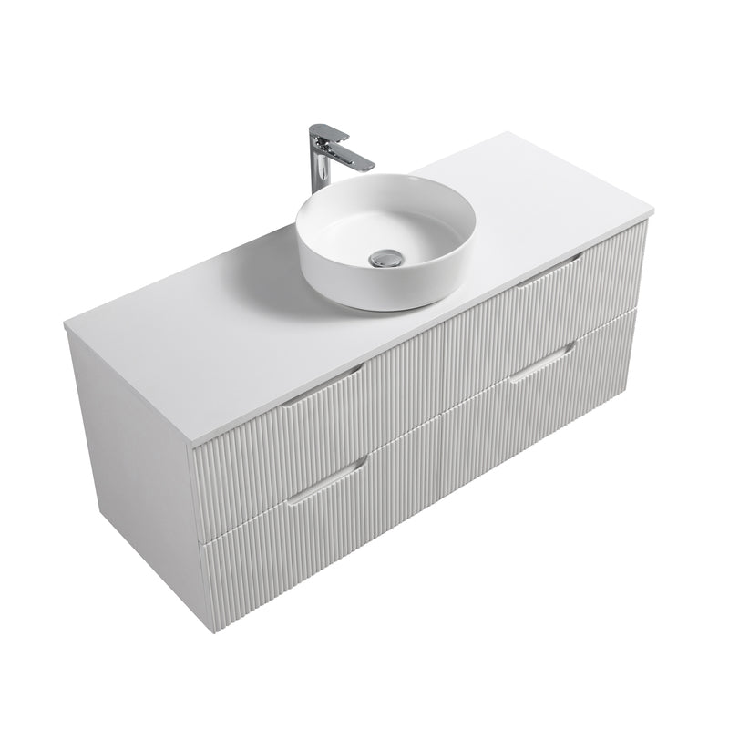 Kelsa 1200 Fluted Matte White Wall Hung Vanity - Acqua Bathrooms