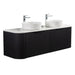 Curva 1500 Curved Double Matte Black Fluted Wall Hung Vanity - Acqua Bathrooms