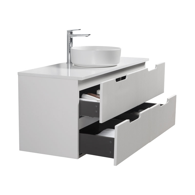 Kelsa 1200 Fluted Matte White Wall Hung Vanity - Acqua Bathrooms