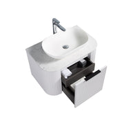 Curva 750 Curved Matte White Fluted Wall Hung Vanity - Acqua Bathrooms