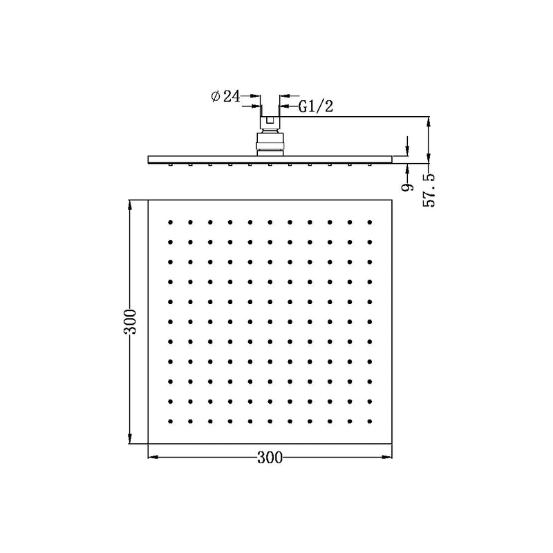 Luxury Matte Black 300mm Square Shower Head - Acqua Bathrooms